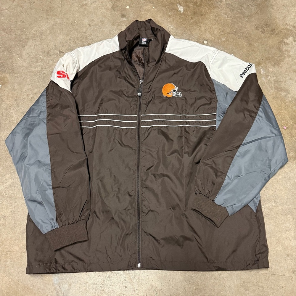 Cleveland Browns Jacket Mens XL NFL Team Apparel Reebok SI Full Zip Windbreaker